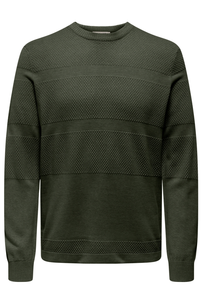 ONSMALIK REG 12 PINAPLE CREW KNIT N 22033298 OLIVE NIGHT/MELANGE